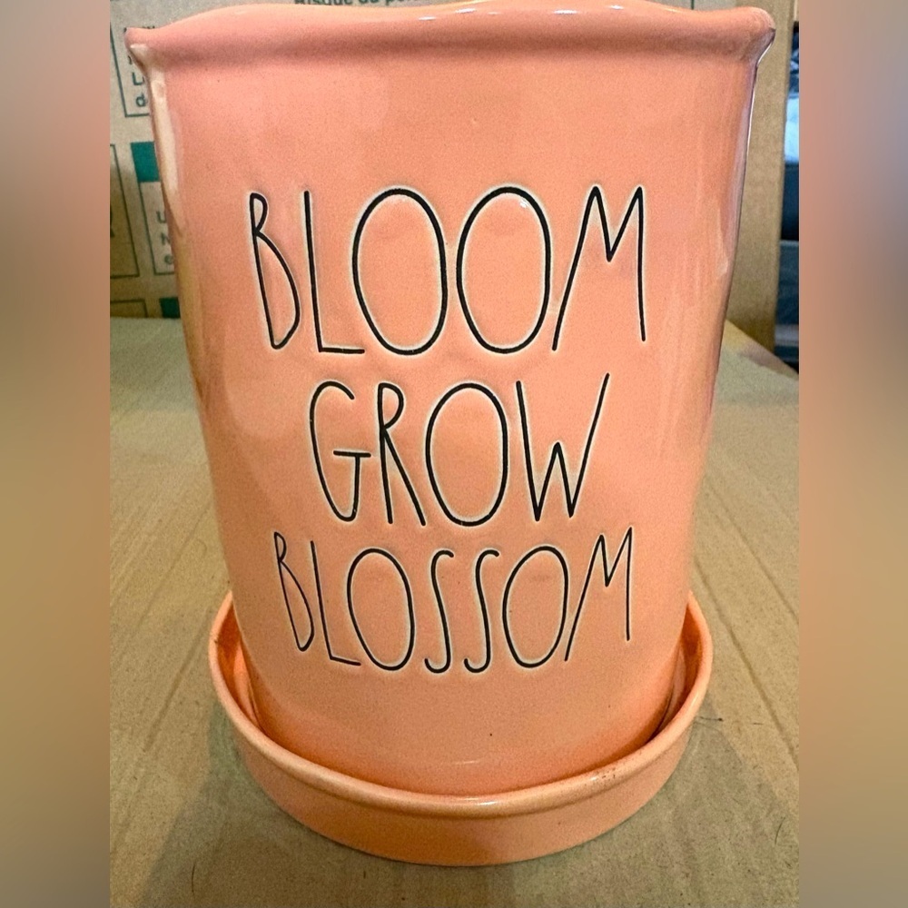 Coral Ceramic Planter with Saucer